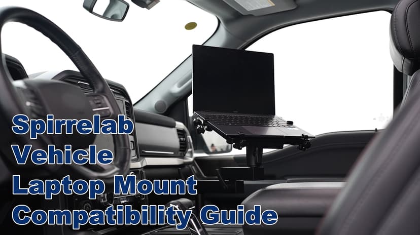 Car Laptop Mount for Vehicle, Trucks, Vans, Adjustable Aluminum No-Drill Laptop Car Holder