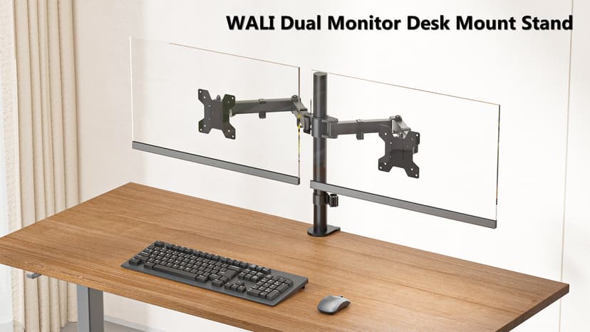 WALI Dual Monitor Desk Mount, Monitor Stand for 2 Monitors Up to 27inch, Dual Monitor Mount Max 22lbs for Home, Office, School (M002), Black
