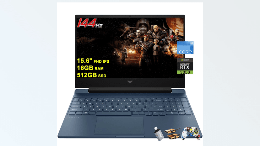 HP Victus 15 Gaming Laptop 15.6 FHD IPS Anti-Glare 144Hz Intel 8-core i5-12450H (Beat i7-11800H) 16GB RAM 512GB SSD GeForce RTX 3050 Backlit B&O Fast Charging Win11 w/ICP Accessory