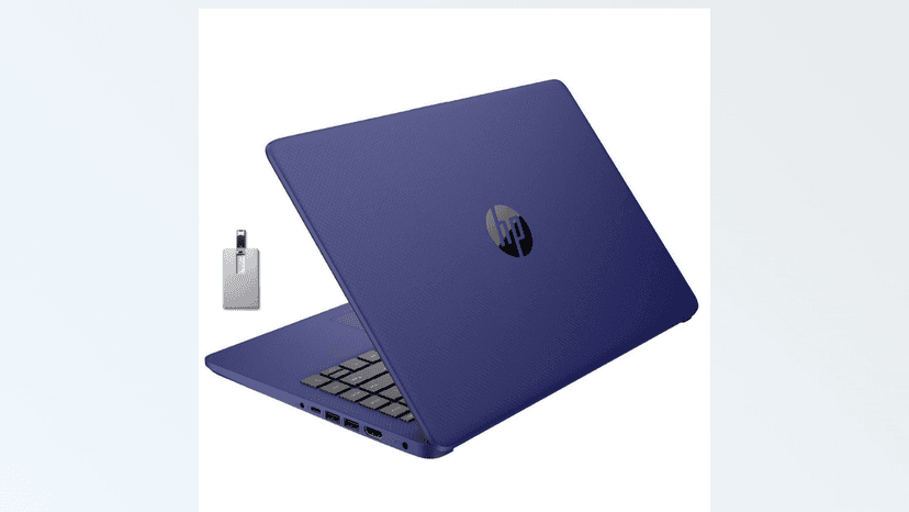 HP Premium Stream 14" HD BrightView Laptop, Intel Celeron N4120, 8GB RAM, 64GB eMMC Storage, UHD Graphics, HD Webcam, 1 Year Office 365, Bluetooth, WiFi, HDMI, Win 11s, Blue, 32GB Hotface USB Card