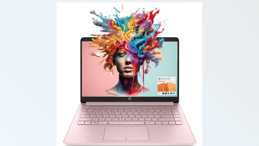 HP Portable Laptop (Include 1 Year Microsoft 365), 14’’ HD Display, 16GB RAM, 64GB eMMC, Intel Quad-Core N4120, Student and Business, Webcam, HDMI, Wi-Fi, RJ-45, Windows 11 Home, Pink