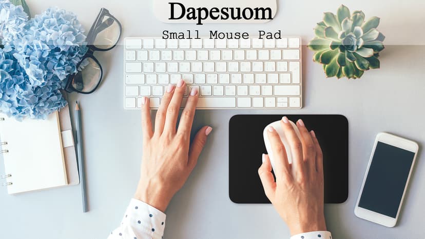 Dapesuom Small Mouse Pad, 6 x 8 Inch Thick Rubber Premium-Textured Non-Slip Portable & Washable Mini Mouse Mat for Women Men Wireless Laptops Keyboard Tray Gaming Work Computer Office Travel, Black