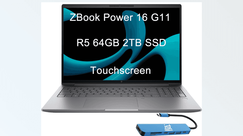 HP ZBook Power 16 G11 Mobile Workstation Laptop (16" FHD+ LED Touchscreen, 64GB DDR5, 2TB SSD, AMD Ryzen 5 8645HS (> Intel i7-12700H)) 2x Thunderbolt 4, 5MP IR Webcam, Poly Studio, IST Hub, Win 11 Pro