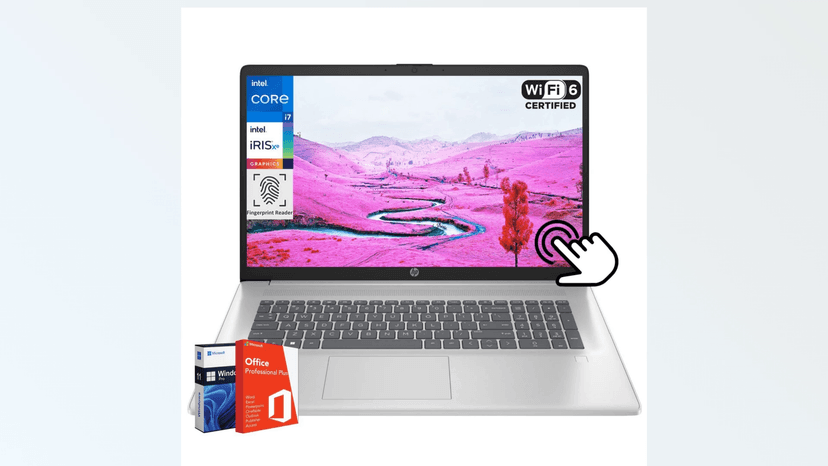 HP 17" Touchscreen Business Laptop, Intel 10-Core i7-1355U(Up to 5 GHz), Microsoft Office Pro Lifetime, 32 GB RAM, 1 TB SSD, HD Audio, 720P Webcam, WiFi 6, Bluetooth 5.3, Windows 11 Pro, Silver