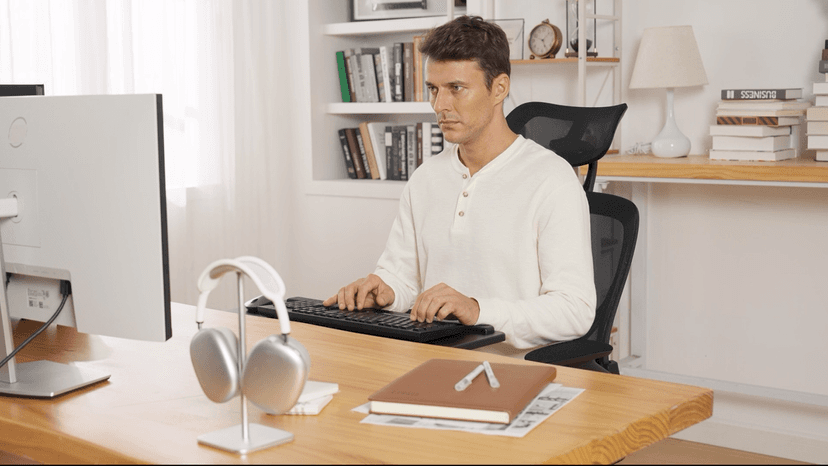 ErGear Keyboard Tray Under Desk, Height Adjustable Mouse & Keyboard Tray with Swivel & Tilt, Ergonomic Sliding KeyboardTray Slide Out for Typing, Black, 25"W x 9.8"D