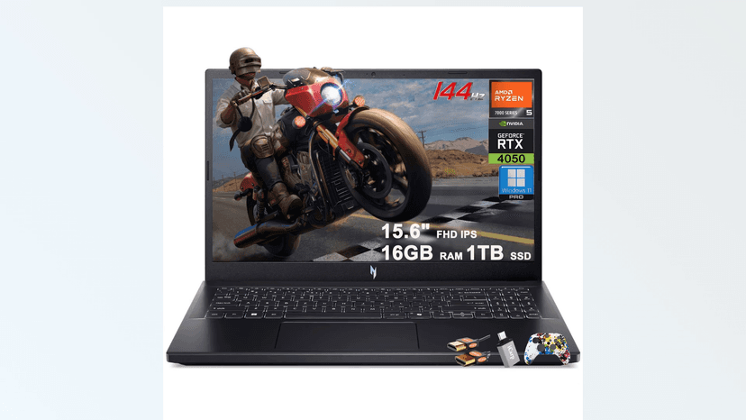 acer Nitro V 15 Gaming Laptop 15.6" FHD IPS 144Hz AMD 6-core Ryzen 5 7535HS 16GB DDR5 1TB SSD GeForce RTX 4050 Backlit USB-C Win11Pro w/ICP Accessory
