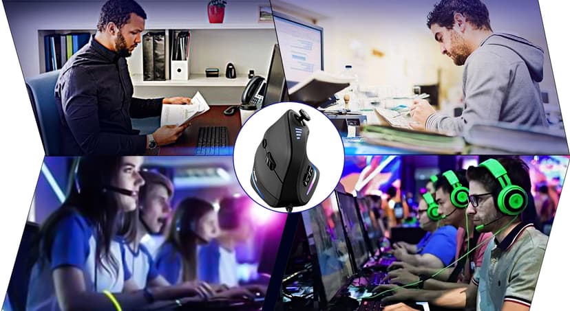TRELC Gaming Mouse with 5 D Rocker, Ergonomic Mouse with 10000 DPI/11 Programmable Buttons, Vertical Gaming Mice Wired for PC/Laptop/E-Sports/Gamer (Black)