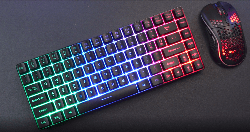 RedThunder K84 Wireless Keyboard and Mouse Combo, Rainbow Backlit Rechargeable Battery, 75% Layout TKL Ultra Compact Gaming Keyboard & Lightweight 3200 DPI Honeycomb Optical Mouse (Black)