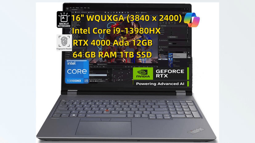 NewLenovo ThinkPad P16 Gen 2 Mobile Workstation (16" WQUXGA (3840 x 2400) Intel Core i9-13980HX 24 Core, 64GB RAM 1TB SSD, NVIDI.A RTX 4000 Ada 12GB) Laptop for Engineer Designer Architect, Win 11 Pro