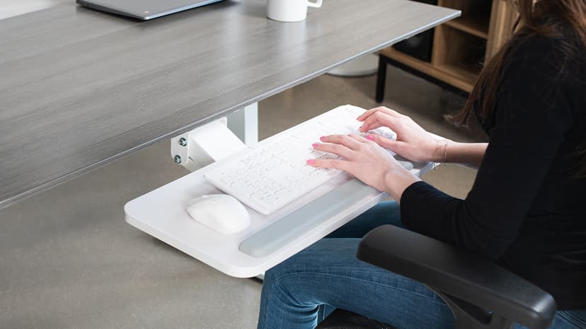 VIVO Adjustable Computer Keyboard & Mouse Platform Tray Ergonomic Under Table Desk Mount Drawer Underdesk Shelf (MOUNT-KB03B)