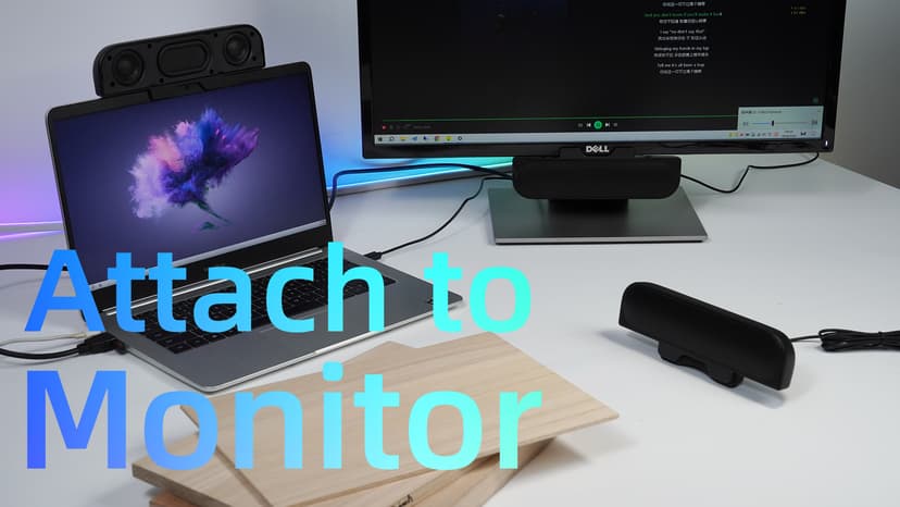 Computer Speakers for Desktop PC, Monitor Speakers, USB Plug-in, Wired, External Speaker for Laptop, Small Computer Soundbar for PC, with Loud Sound, Deep Bass, USB-C Adapter, Easily Clamp to Monitor