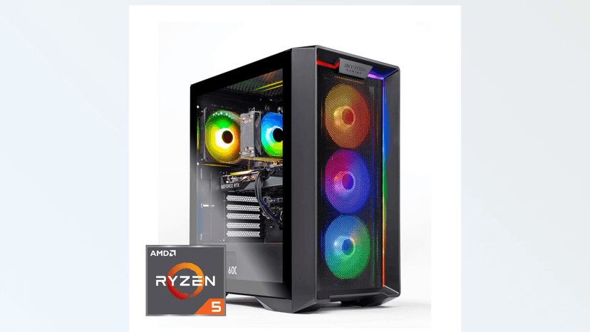 Skytech Nebula Gaming PC Desktop, Ryzen 5 5600 3.5 Ghz (4.4GHz Turbo Boost), NVIDIA RTX 3050 6GB GDDR6, 1TB SSD, 16GB DDR4 RAM 3200, 650W Gold PSU, Wi-Fi, Win 11 Home