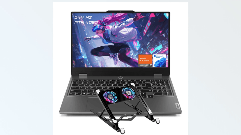 Lenovo LOQ 15 15ARP9 RTX 4050 Gaming Laptop, 15.6 FHD 144Hz IPS Display, AMD Ryzen 7 7435HS, NVIDIA GeForce RTX 4050, 32GB DDR5 RAM, 1TB SSD, Backlit Keyboard, Wi-Fi 6, Bundle with PCO Laptop Cooler