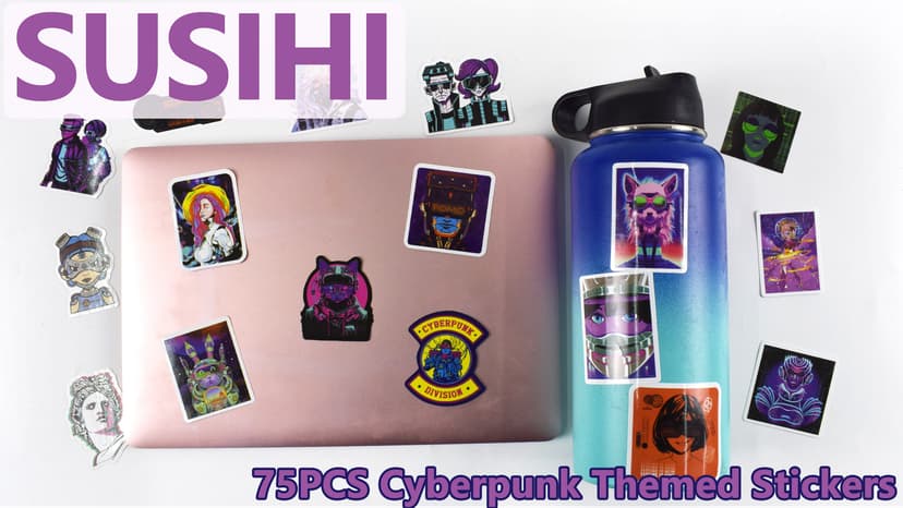 Cyberpunk Stickers for Kindle Boys Cyberpunk Stickers for Water Bottles Scrapbook Laptop Book Waterproof(75 Pcs)