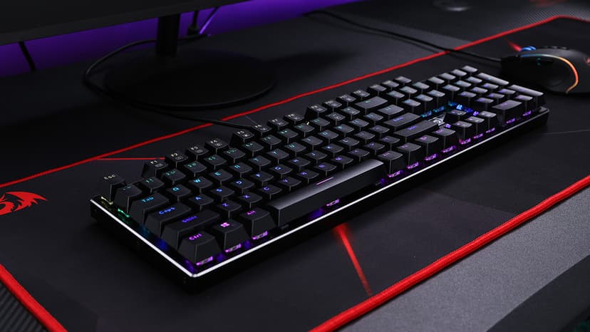 Redragon K556 RGB LED Backlit Wired Mechanical Gaming Keyboard, 104 Keys Hot-Swap Mechanical Keyboard w/Aluminum Base, Upgraded Socket and Noise Absorbing Foams, Soft Tactile Brown Switch