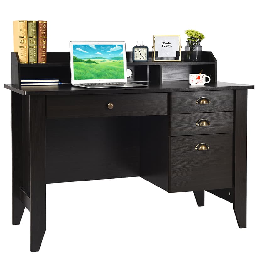 Catrimown Computer Desk with Drawers and Hutch, 47 Inch Home Office Desk with File Drawers, Student Girls Desks, Teens Writing Table with Hutch, Small Desk with Drawer for Bedroom, White