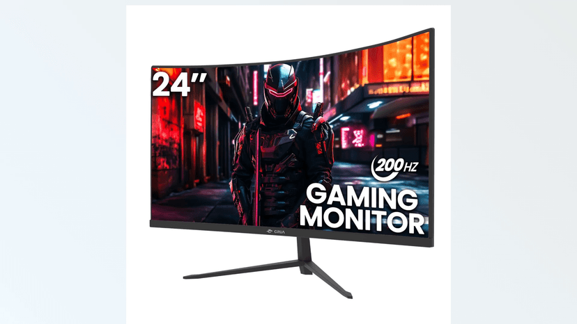 CRUA 24 Inch 200hz/180hz Curved Gaming Monitor, FHD 1080P Frameless Computer Monitors, Support AMD freesync Low Motion Blur, Eye Care, DisplayPort, HDMI, Compatible Wall Mountable Installs-Black