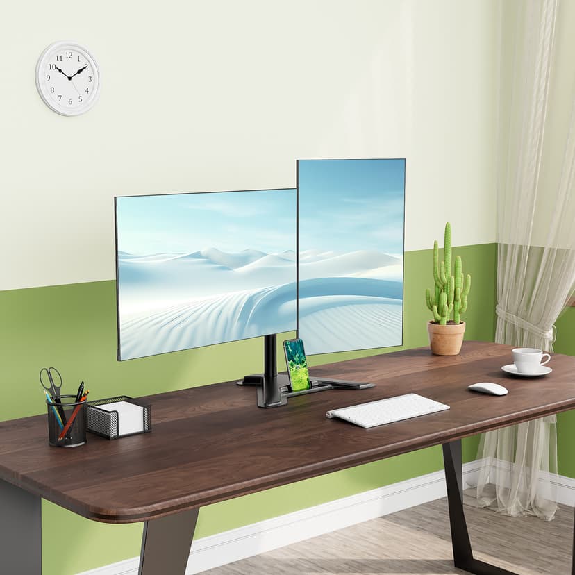 MOUNT PRO Dual Monitor Stand, Free-Standing Full Motion Monitor Desk Mount Fits 2 Screens up to 27 inches,17.6lbs with Height Adjustable, Swivel, Tilt, Rotation, VESA 75x75 100x100, Black