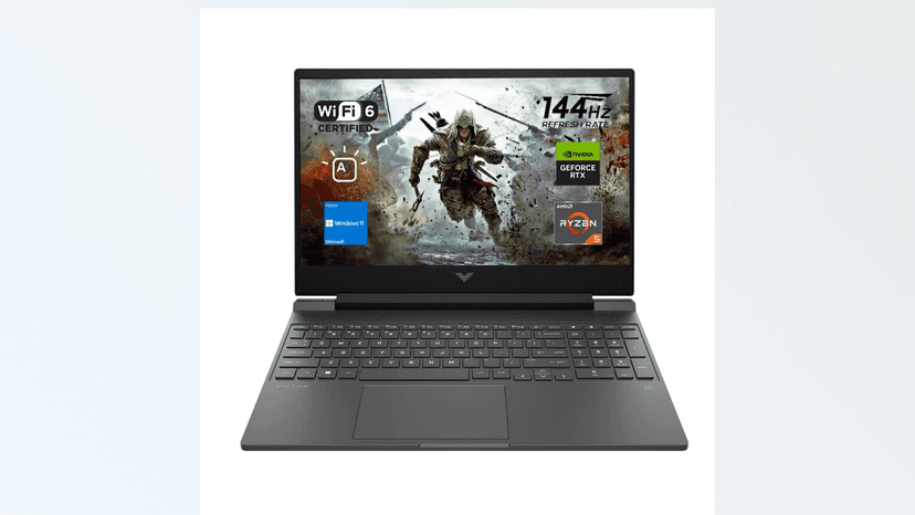 HP Victus 15 Gaming Laptop, 15.6" FHD 144Hz Display, AMD Ryzen 5 7535HS, 16GB DDR5 RAM, 512GB PCIe M.2 SSD, NVIDIA GeForce RTX 2050, HDMI, Webcam, Backlit Keyboard, Wi-Fi 6, Windows 11 Home, Silver