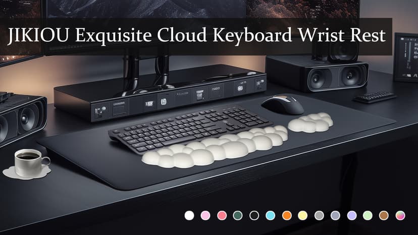 JIKIOU Upgrade Leather Cloud Keyboard Wrist Rest, Cloud Wrist Rest with Non-Slip PU Base, Comfortable Memory Foam Wrist Rest for Computer Laptop Mac Gaming Office and Pain Relief Wish New Year Gift