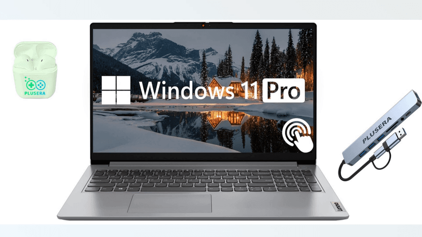 Lenovo IdeaPad 15.6” FHD Touchscreen Laptop, 24GB RAM 1.5TB Storage (1TB SSD+512GB Docking Station Set), 6-Cores Intel Core i3, Windows 11 Pro with Microsoft Office Included, Plusera Earphones