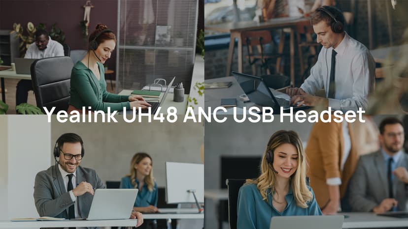 Yealink UH48 ANC Wired Headset with Microphone, Active Noise Cancelling USB Headphones for PC, MS Teams Certified Works with All Other Call Platforms, USB-A or USB-C Connectivity, Mute Button