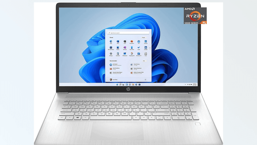 HP 17.3" Full HD Laptop, AMD Ryzen 5 5500U (Beat i5-10500), 8GB RAM, 256GB NVMe SSD, USB-C, Fingerprint, HDMI, Webcam, WiFi, Windows 10 Home in S Mode, Natural Silver