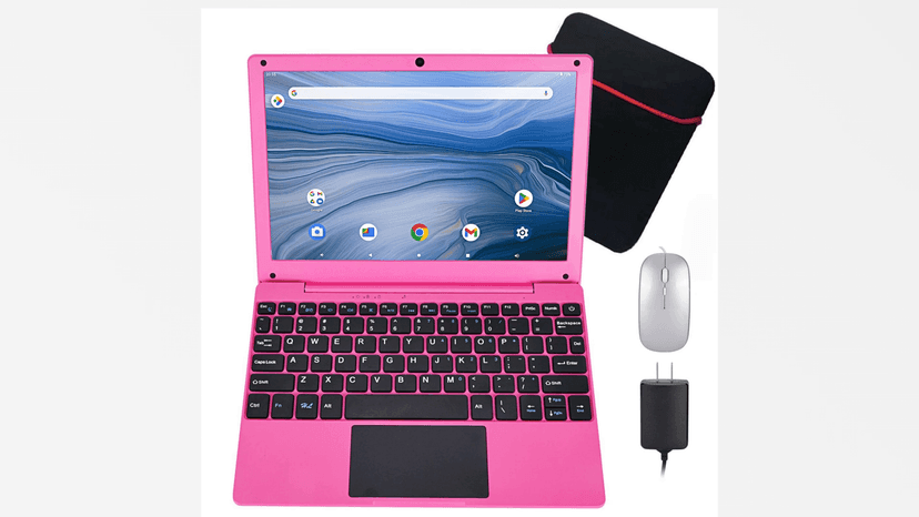 10.1Inch Laptop,Quad-Core Processor with Android 12.0 OS,2GB RAM,64GB EMMC,Built-in Camera, WiFi,USB Interface,Tpye-C Charging for Learning and Entertainment (Pink 2GB+64GB)