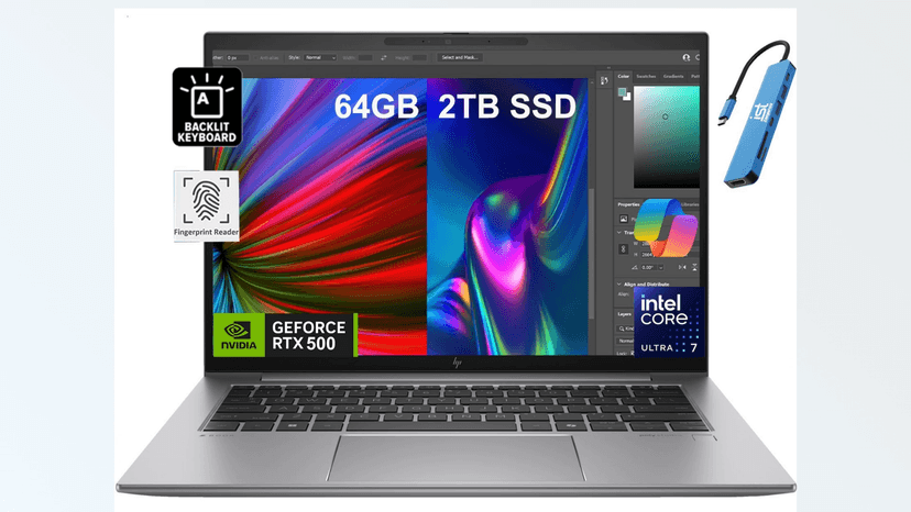 HP ZBook Firefly G11 Mobile Workstation (14" FHD+, NVIDIA RTX A500, Intel Core Ultra 7 155H, 64GB DDR5 RAM, 2TB SSD) AI Copilot Laptop for Engineer, Designer, IST Hub, Backlit, Fingerprint, Win 11 Pro