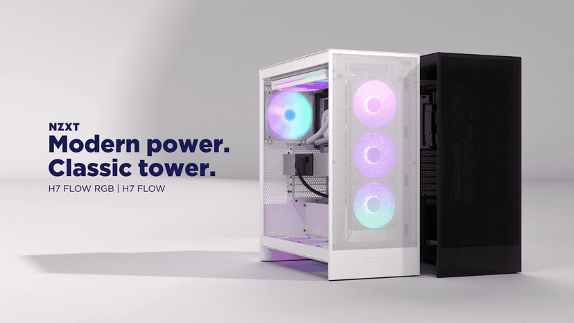 NZXT H7 Flow 2024 - Mid-Tower ATX Airflow Case - Includes Pre-Installed 3 x 120mm Fans - Supports Bottom Fans for Dedicated GPU Cooling - Cable Management - Black