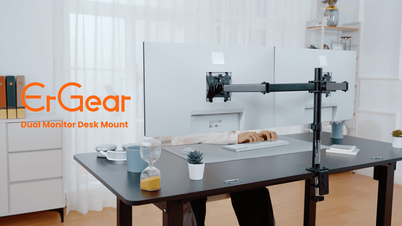 ErGear Dual Monitor Stand, Heavy Duty Adjustable Monitor Desk Mount for 2 Screens up to 32 Inches, Fully Adjustable Height, Tilt, Swivel, Rotate, Supports 17.6 lbs per Monitor Arm, Easy Installation