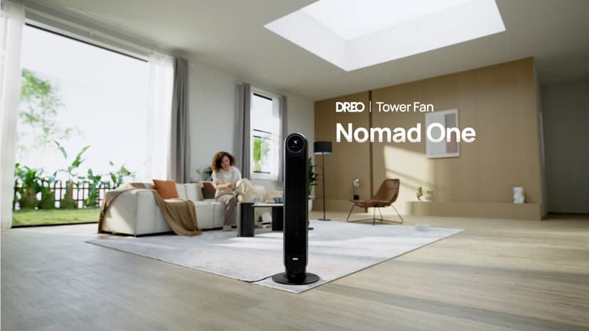 Dreo Tower Fan for Bedroom, 25ft/s Velocity Quiet Floor Fan, 90° Oscillating Fans for Indoors with 4 Speeds, 4 Modes, 8H Timer, Standing Fans, Bladeless Fan, Black, Nomad One (DR-HTF007)