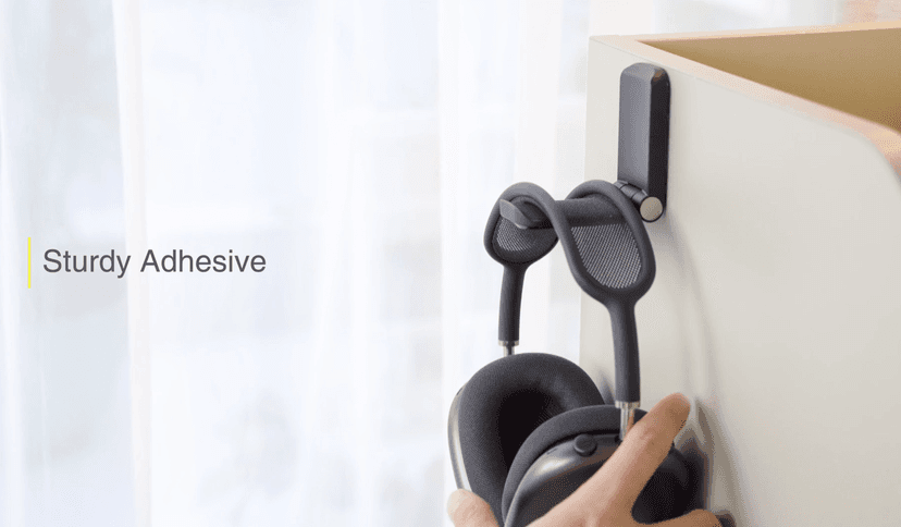 Lamicall Headphone Stand, Sticky Headset Hanger - Adhesive Headphone Holder Hook Mount, Headset Stand Holder Clip Under Desk, Earphone Clamp for Airpods Max, HyperX, Sennheiser, Black