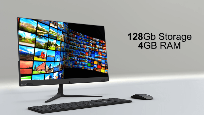21.5" Full HD All in One PC Desktop Computer - Windows 11 Home - N4120 CPU, 4GB RAM, 128GB SSD, Dual-Band Wi-Fi, Bluetooth, Expandable HDD - AIO PC with Front Camera, Wireless Keyboard & Mouse