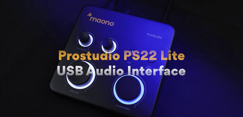 MAONO USB Audio Interface for PC: Interface with XLR Input 24-bit/192kHz Routing Software LOOPBACK ASIO Driver for Recording Music, Home-Studio, Guitar, Podcast, Streaming, DAW(PS22 Lite Black)