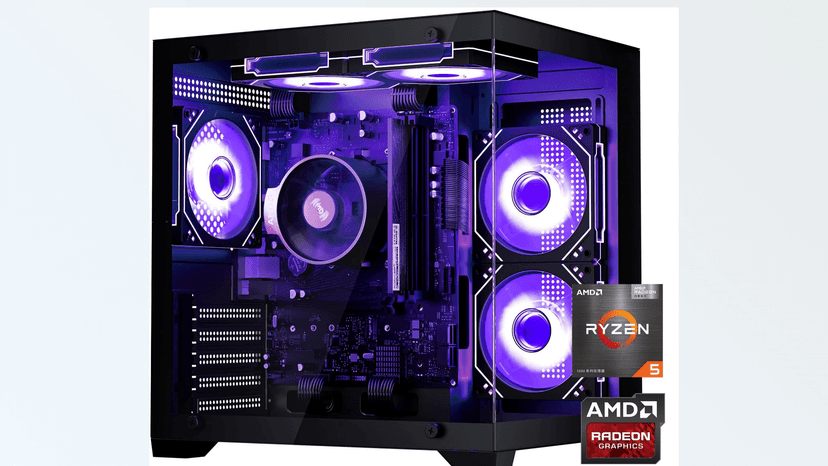 Gaming PC Desktop Computer AMD Ryzen 5 5600GT,16GB DDR4 3200MHz,1TB M.2 NVMe PCle4.0 Gen4,550W 80PLUS PSU,WiFi,Game Design Office Console,Sea View Room, Towers Prebuilt PC (Black)