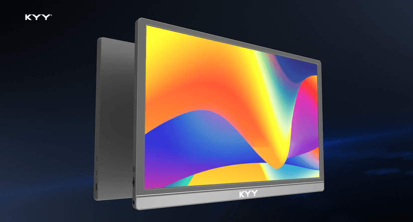 KYY Portable Monitor 15.6inch 1080P FHD USB-C, HDMI Computer Display HDR IPS Gaming Monitor w/Premium Smart Cover & Screen Protector, Speakers, for Laptop PC MAC Phone PS4 Xbox Switch