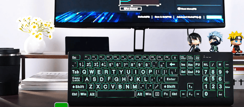 SABLUTE Large Print Backlit Keyboard, Wired USB Lighted Computer Keyboards with 7-Color & 4 Modes Backlit, Oversize Letters Keys Easy to See and Type, Quiet Keyboard Compatible for PC, Laptop