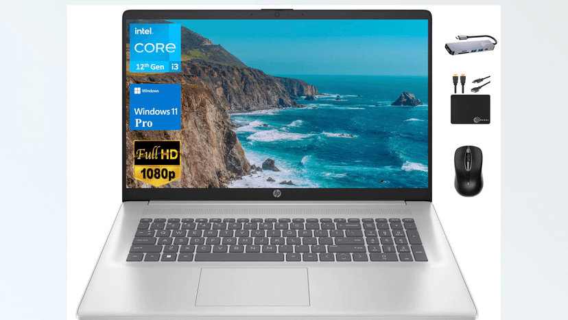HP 17 Business Laptop 2024 Flagship, 17.3" FHD IPS Display, 6-Core Intel i3-1215U (Upto 4.4 GHz), 16GB RAM, 1TB SSD, UHD Graphics, Wi-Fi, Privacy Camera, Long Battery, Windows 11 Pro +MarxsolAccessory