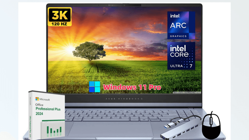 ASUS Vivobook S 15 OLED Laptop, 15.6" 3K OLED 120Hz Display, Intel Ultra 7 155H, ARC Graphics, 16 GB RAM, 1 TB SSD, Backlit KB, Wi-Fi 6E, Windows11 Pro & Office Lifetime License, w/Jawfoal Accessories