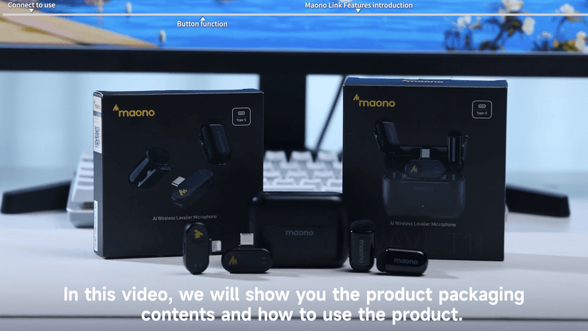MAONO Wave T1 Mini Wireless Lavalier Microphone for iPhone 16 15, Android, Tablet, PC, Clip on Lapel Mic with USB-C Plug, Noise Cancellation, AI Voice Filter for Video Recording Vlog TikTok YouTube