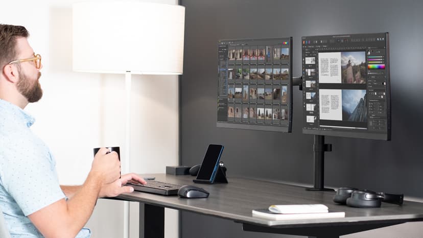 VIVO Dual Monitor Desk Mount, Heavy Duty Fully Adjustable Steel Stand, Holds 2 Computer Screens up to 30 inches and Max 22lbs Each, Black, STAND-V002