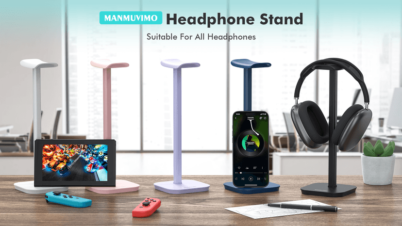 Headphone Stand, Desktop Headset Holder (Purple) Heavy Base Desk Earphone Stand Aluminum Gaming Headset Hanger Rack for AirPods Max, AirPods, AirPods Pro, Beats, Bose