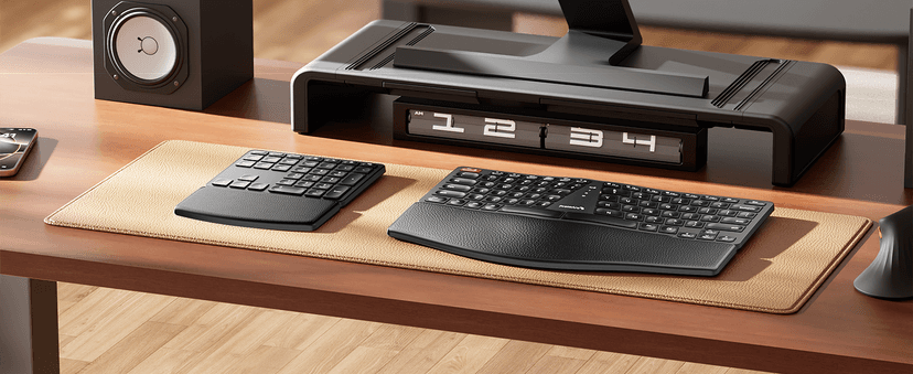 ProtoArc Wireless Ergonomic Keyboard, EK04 2.4GHz Wireless Ergo Keyboard with Separate Numeric Keypad, Split Design, Wrist Rest, Rechargeable, for Windows, Desktop, PC, Laptop