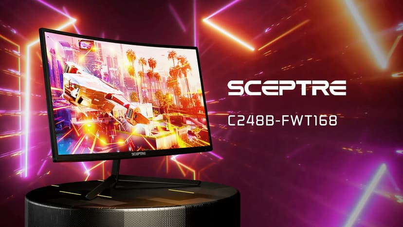 Sceptre 24-inch Curved Gaming Monitor 1080p up to 165Hz DisplayPort HDMI 99% sRGB, AMD FreeSync Build-in Speakers Machine Black (C248B-FWT168)