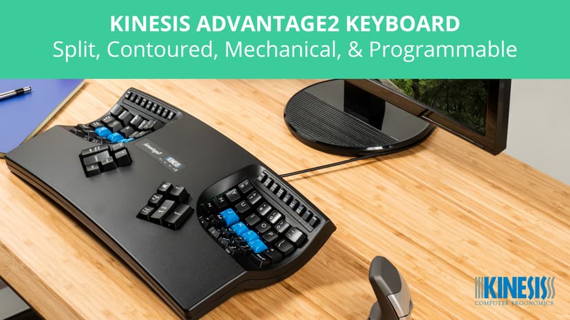Kinesis Advantage2 Ergonomic Keyboard (KB600), Black top case, Cherry MX Brown Switches, QWERTY keycaps
