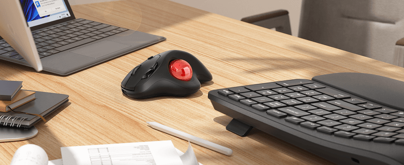 Nulea M501 Wireless Trackball Mouse, Rechargeable Ergonomic, Easy Thumb Control, Precise & Smooth Tracking, 3 Device Connection (Bluetooth or USB Receiver), Compatible for PC, Laptop, Mac, Windows.