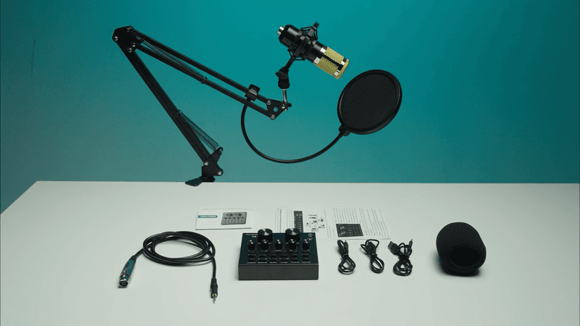 Podcast Equipment Bundle, BM-800 Condenser with Voice Changer, Recording Studio Package - Podcast Microphone Bundle for Laptop, Streaming/Live Broadcast/YouTube Recording (AM200-V8)