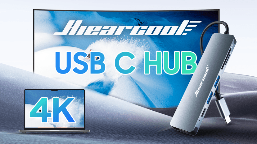 Hiearcool USB C Hub, USB-C Multi-Port Adapter for MacBook Pro, 7IN1 USBC to HDMI Hub Dongle Compatible for Laptops and Other Type C Devices (4K HDMI USB3.0 SD/TF Card Reader 100W PD)