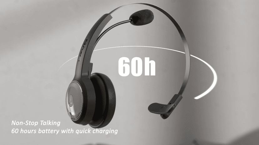 LEVN Bluetooth Headset, Wireless Headset with Microphone & Mute Button, 60Hrs Talk Time, On-Ear AI Noise Cancelling Headphones with Bluetooth 5.2 Multipoint for Trucker/Remote Work/Online Class/Zoom
